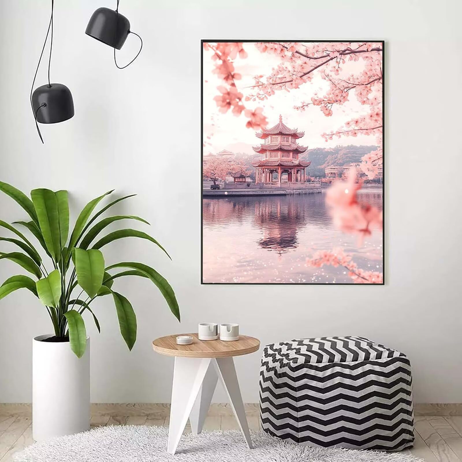 paysage Peinture Numero Adulte, Avec Pinceau and Acrylique - 60x80cm j0-211 | Peinture par Numero Lac-4, Activité Manuelle Adulte Débutants, Tableau Decoration Murale, Cadeau Femme, Sans Cadre