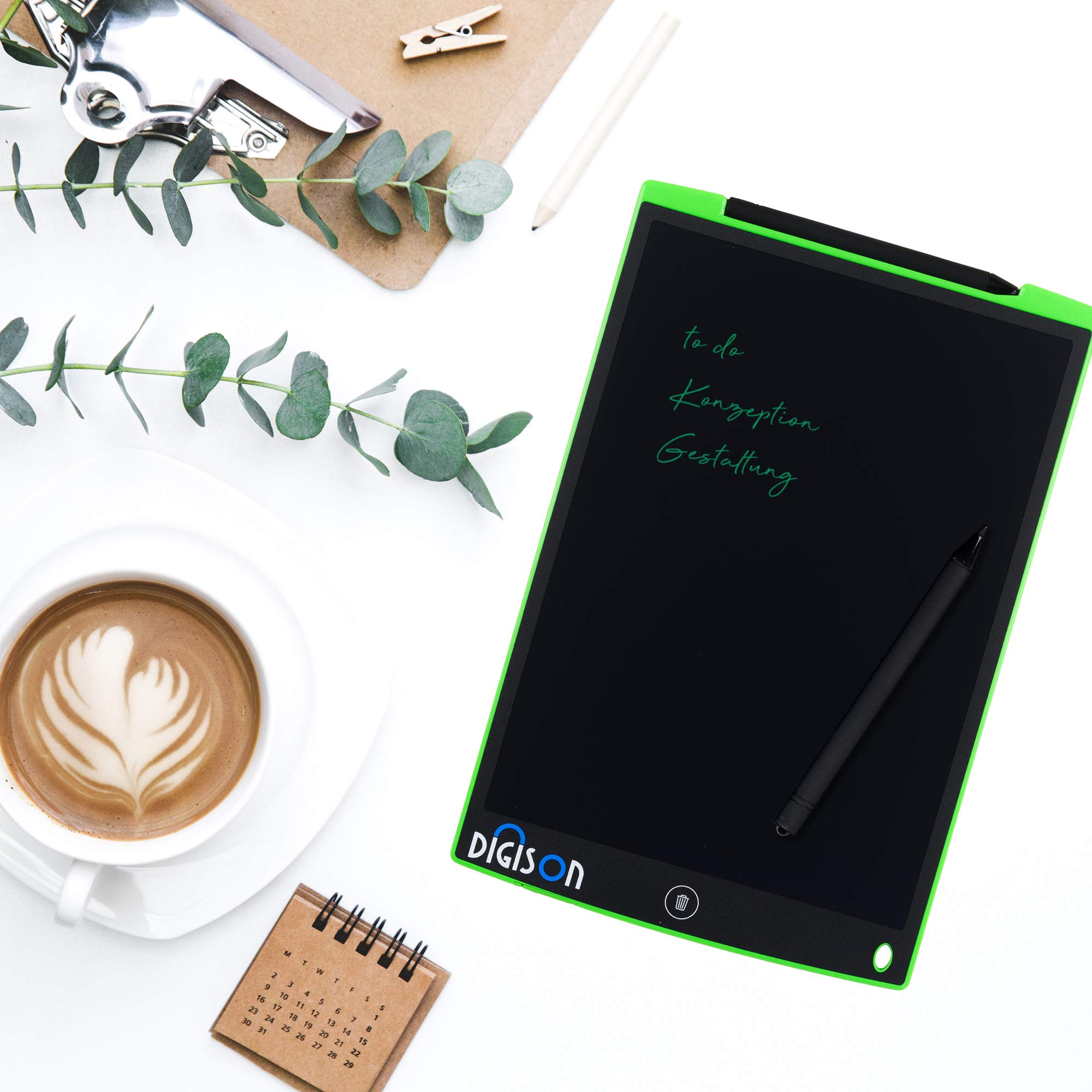 DIGISON DS-9500 12 Zoll LCD Writing Tablet - Grafiktablet Für Kinder Mit Stift (Grün)