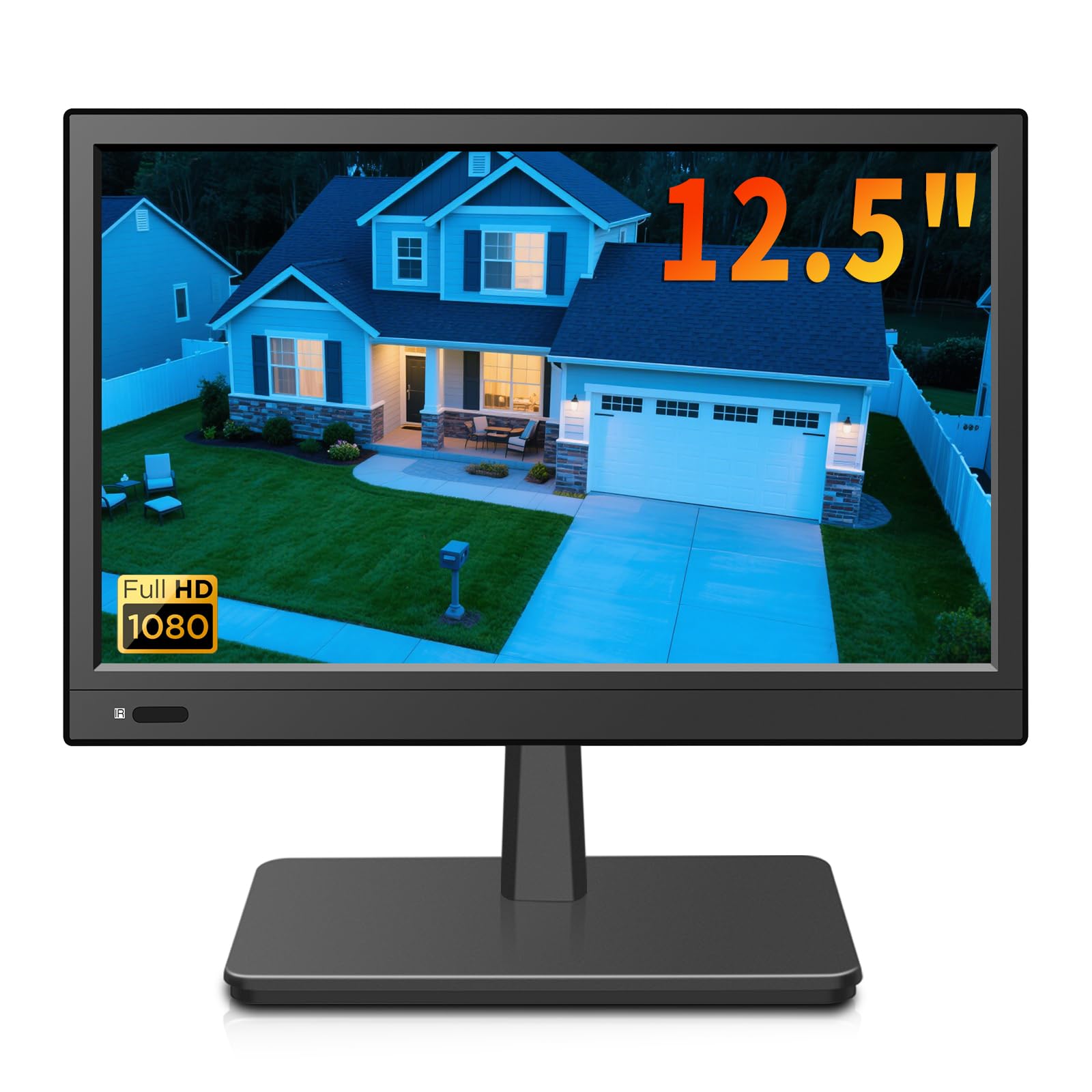 Jexiop 12.5 inch Security Monitor,Small Monitor with Speaker,Remote Control/HDMI/VGA/BNC/RCA Interfaces in for Home | Office | Warehouse Surveillance