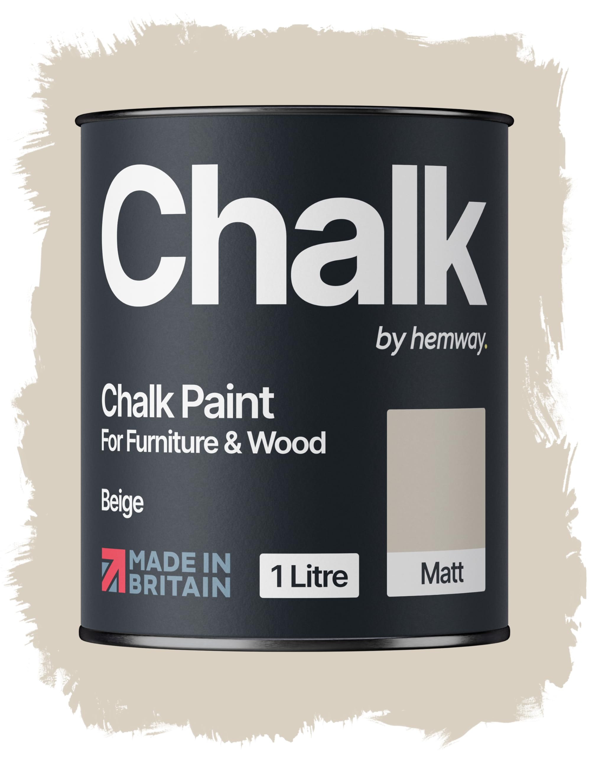 Hemway Chalk Paint Beige 1L, Furniture Paint, Matt Finish Shabby Chic, Chalk Furniture & Walls, Quick Dry & 1 Coat