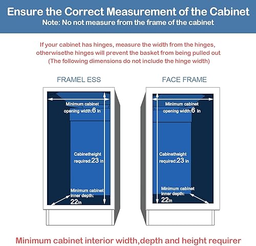 Miniatura 4 de ROOMTEC Organizador de gabinete extraíble de 3 niveles para gabinete estrecho (5.5 pulgadas de ancho x 20.5 pulgadas de profundidad), organizador de