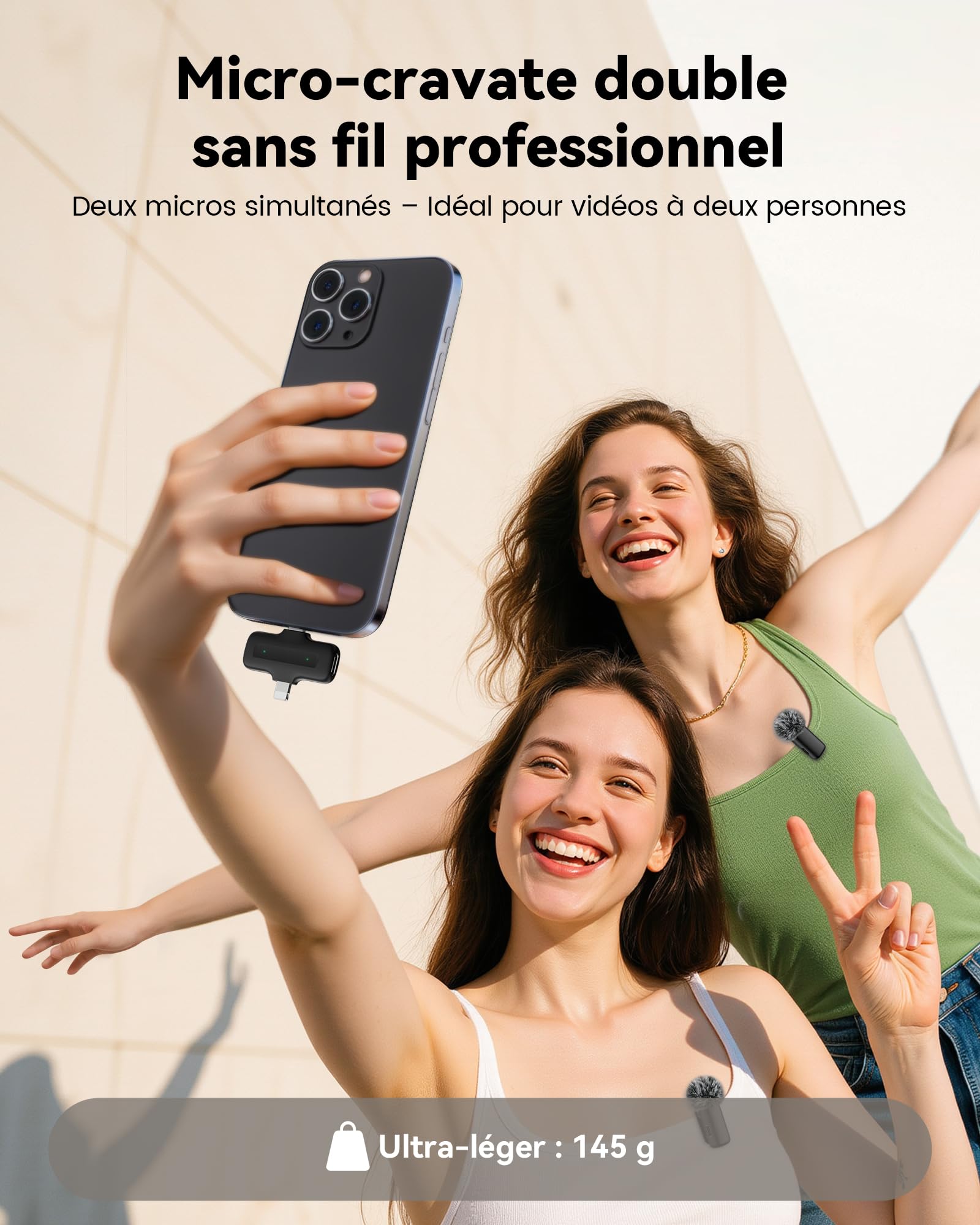 Micro Cravate Sans Fil avec Boîtier de Charge pour lPhone, lPad et Android , Mini Microphone Sans Fil avec Réduction de Bruit, 36H d’Autonomie, Idéal pour Vidéo, YouTube, Vlog et Live Streaming