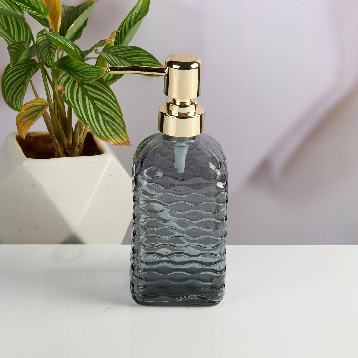 SaSaSa Glass Soap Dispenser with Refillable Pump Bottle for Bathroom and Kitchen Sink – Stylish Liquid Dispenser for Hand Wash, Dish Soap, Lotion & More,Transparent Grey (Set of 2) (12140)-picture-34