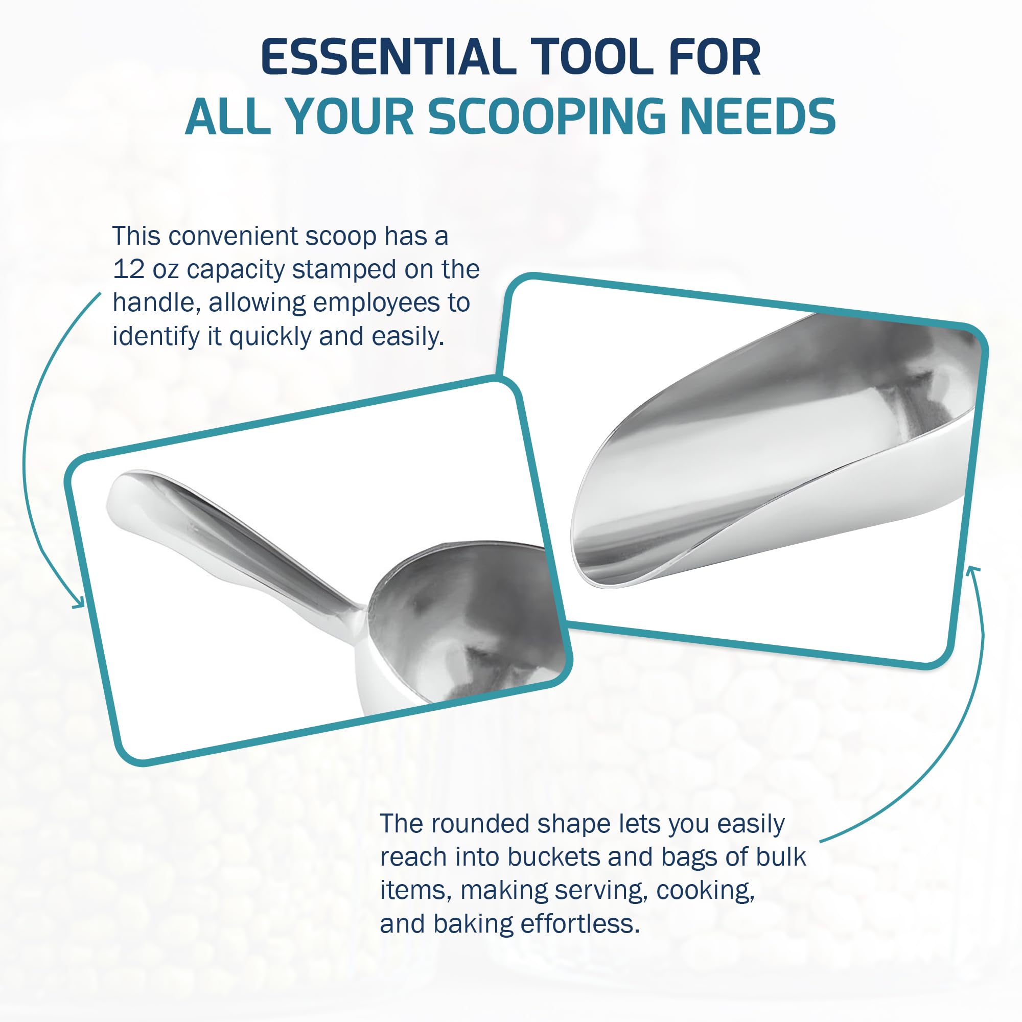 OCS Parts Aluminum 9-Inch Food and Ice Scoop | 12-Ounce | Professional Grade Scooper for Ice, Flour, Candy, Sugar, Rice, Popcorn, Coffee, and Beans for Home or Commercial Kitchens