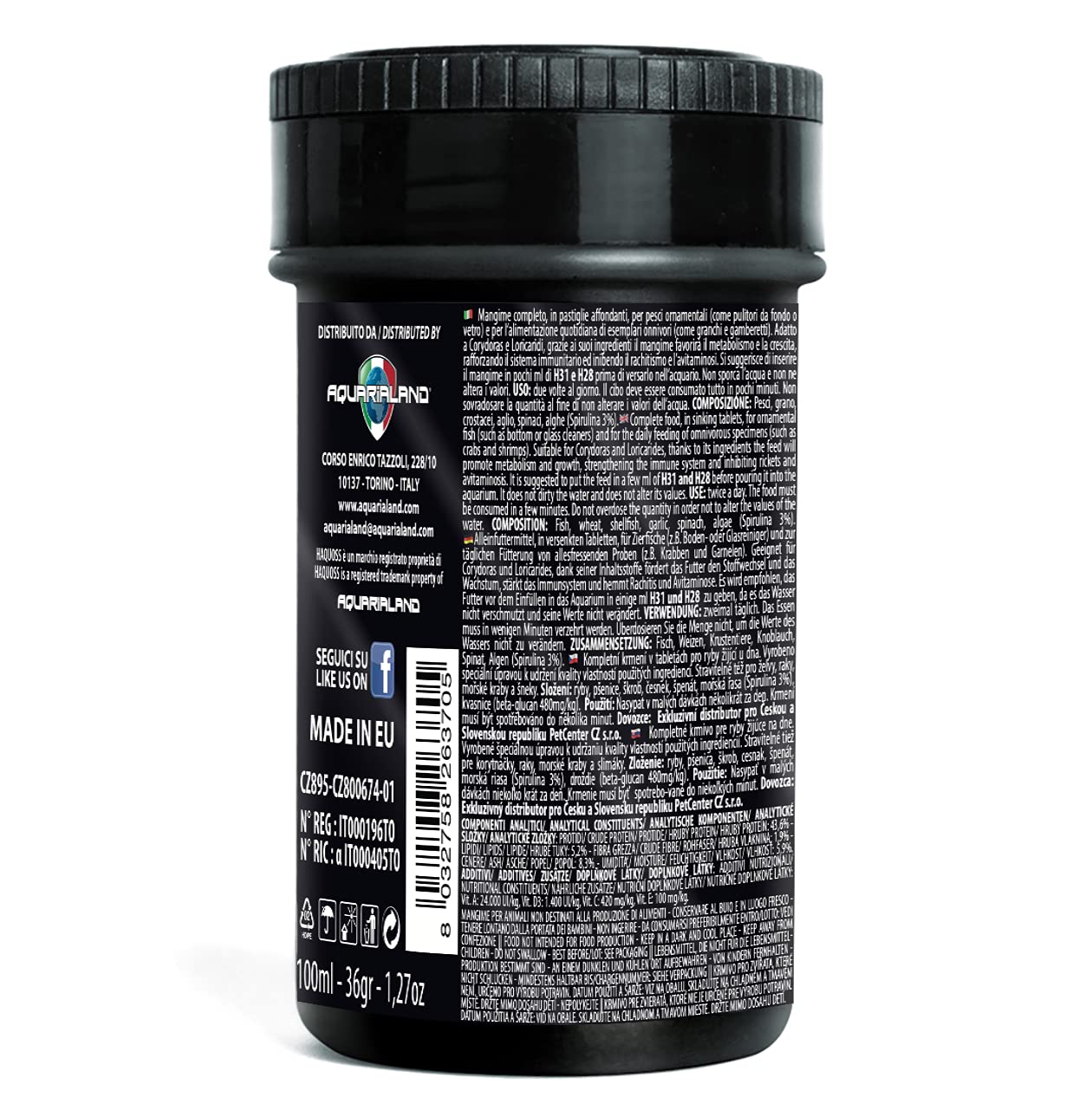 Haquoss Tablet Mix Mangime in Pastiglie affondanti per Pesci Pulitori da Fondo e Vetro, 100 ml/36 gr