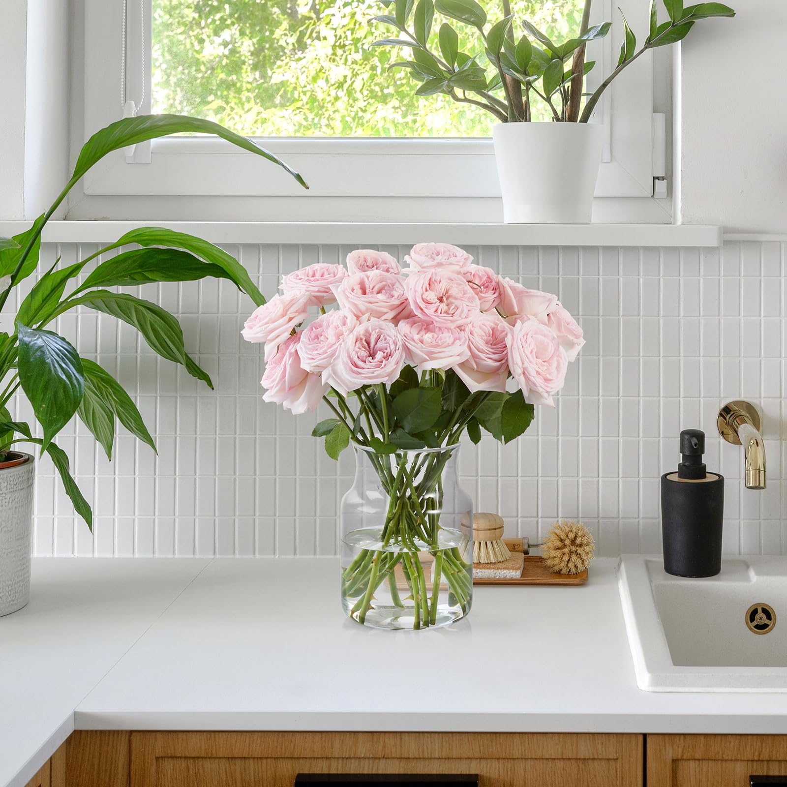 Amazon.co.jp: ISHU フラワーベース ガラス 花瓶 大きめ 花びん 倒れ