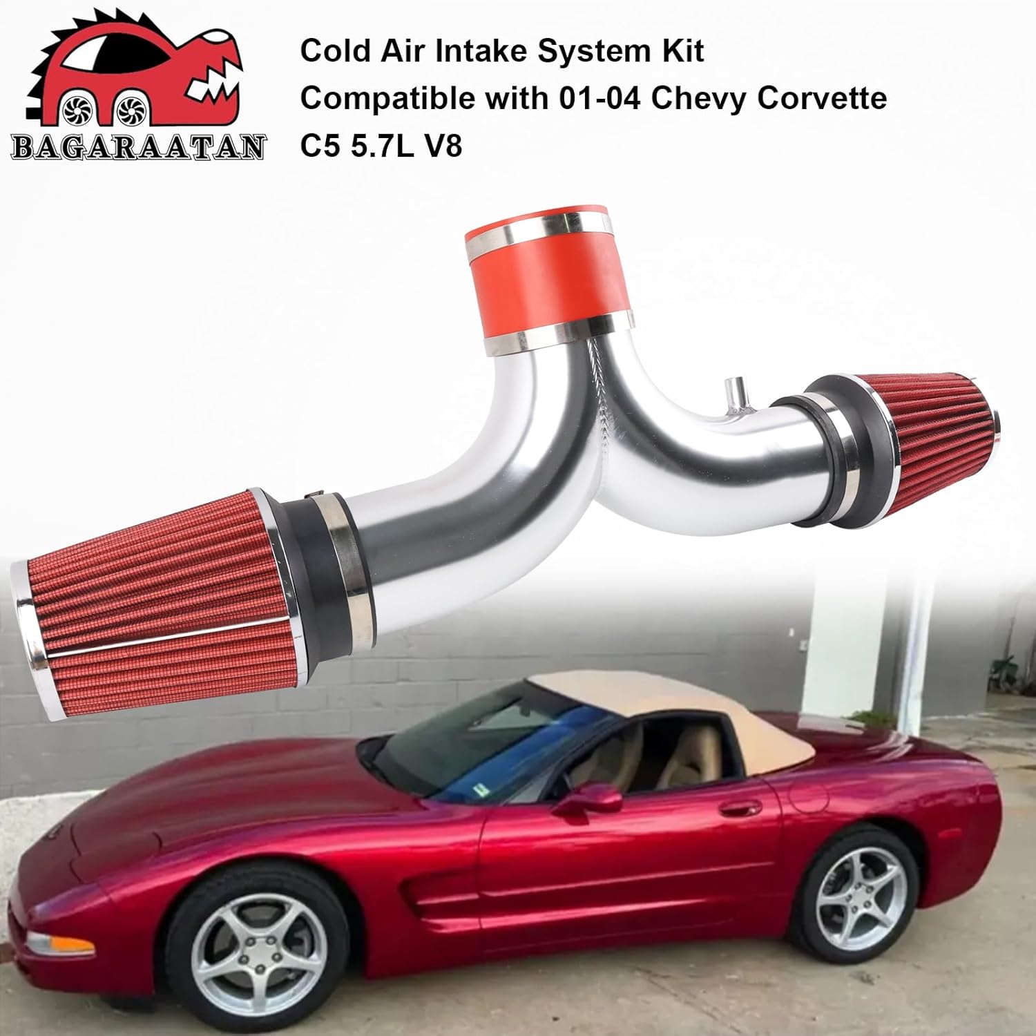 Dual Twin Ram Cold Air Intake System Compatible With 01-04 Chevy Corvette C5 5.7L V8