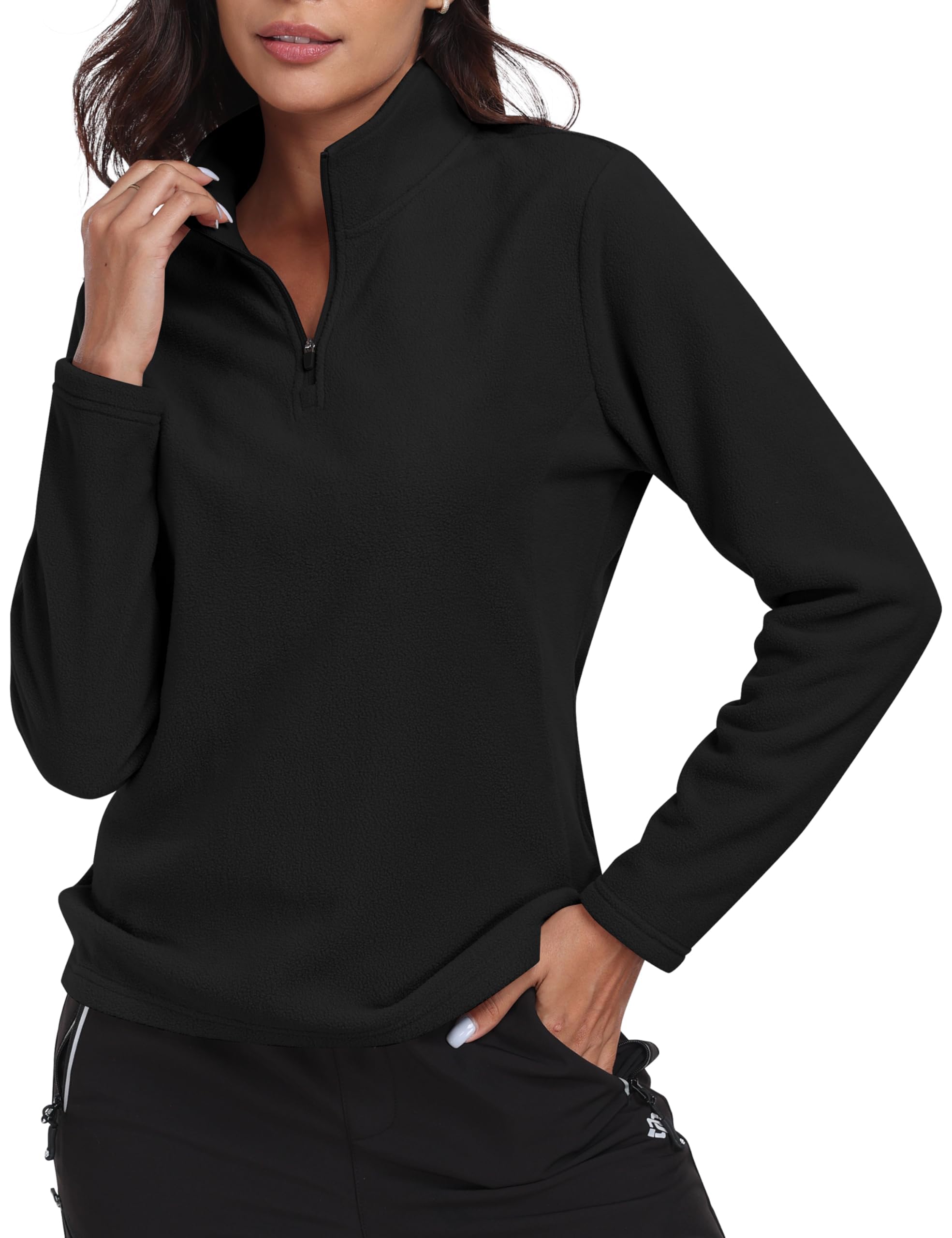 MoFiz Felpa Donna Sweatshirt Manica Lunga Sport Maglia 1/4 Zip