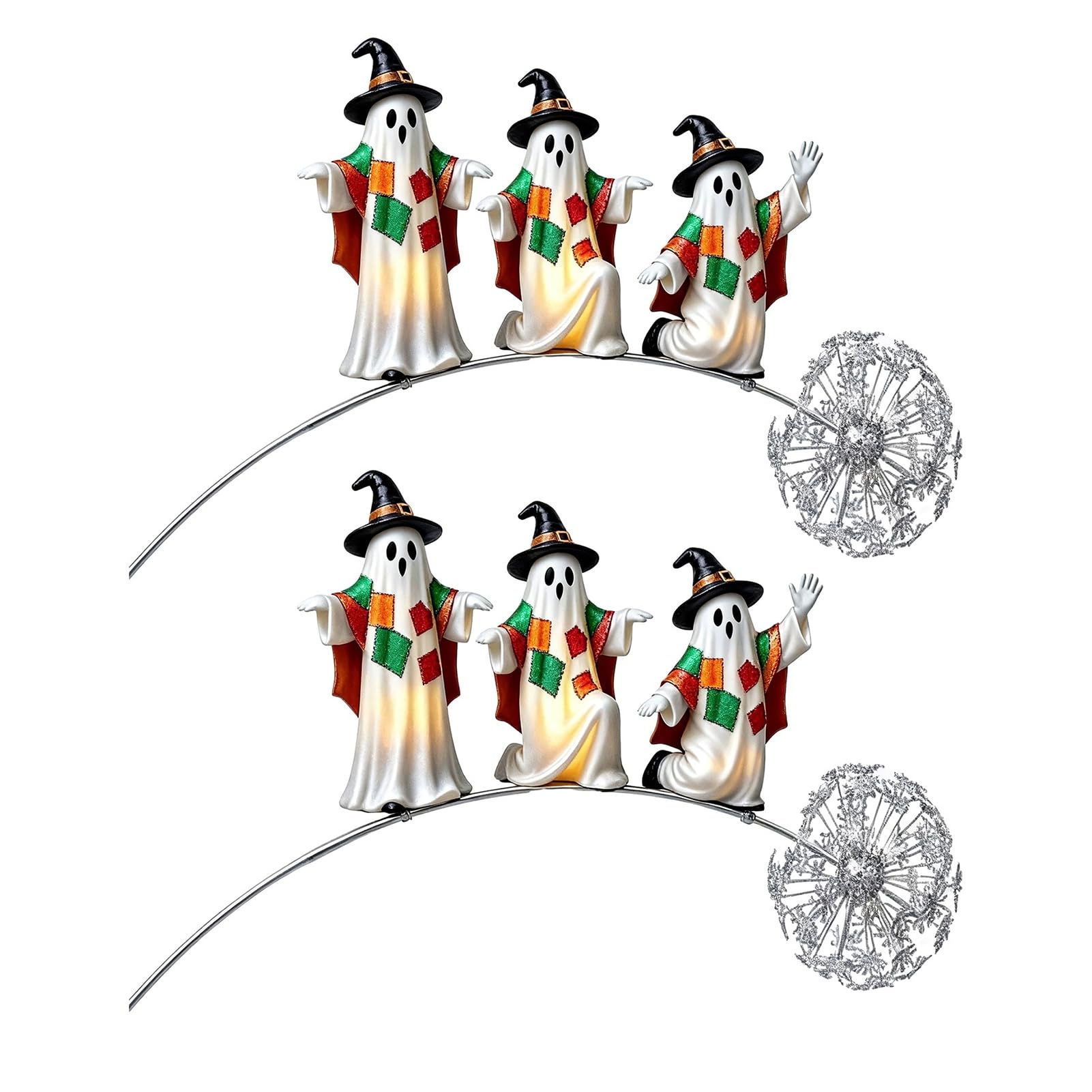Quoravel Halloween Cute Ghost Yard Stake, Waterproof Resin & Rustproof Metal Lawn Stake Decoration B 2pcs