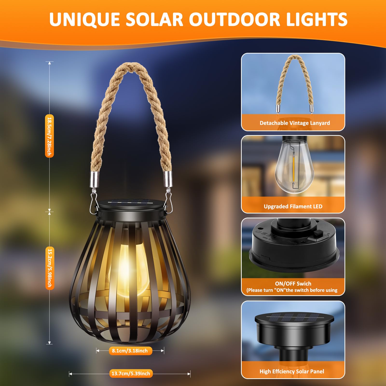 KagoLing Lantaarns op zonne-energie voor buiten, 2 stuks tuinverlichting op zonne-energie van metaal, IP65, waterdicht, buitenlamp voor buiten, tuin, Kerstmis, feest, slaapkamer, decoratie (warmwit