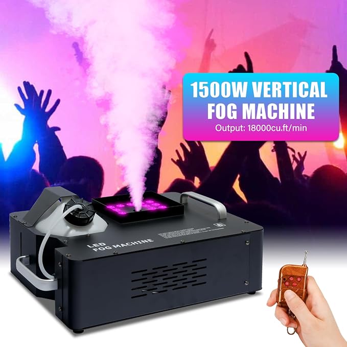 Máquina de humo 1500W con luces LED RGB y control remoto miniatura 2