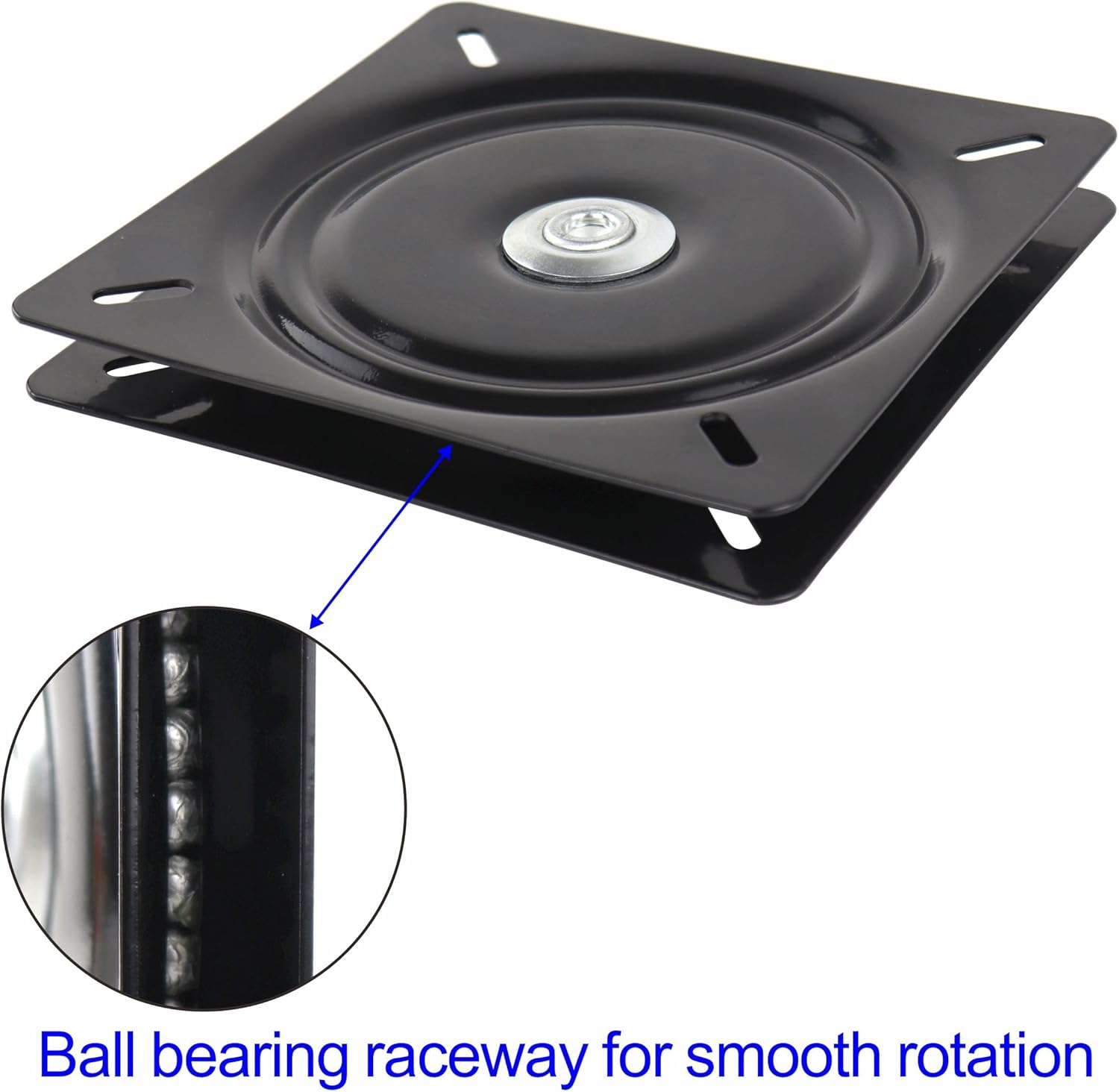 12 Inch Lazy Susans Turntable Bearings Swivel Zinc Plate, Black Square Lazy Susan Hardware, Heavy Duty Lazy Susan Replacement Parts for Table, Chair, Round Bar Stools(1 Pack)