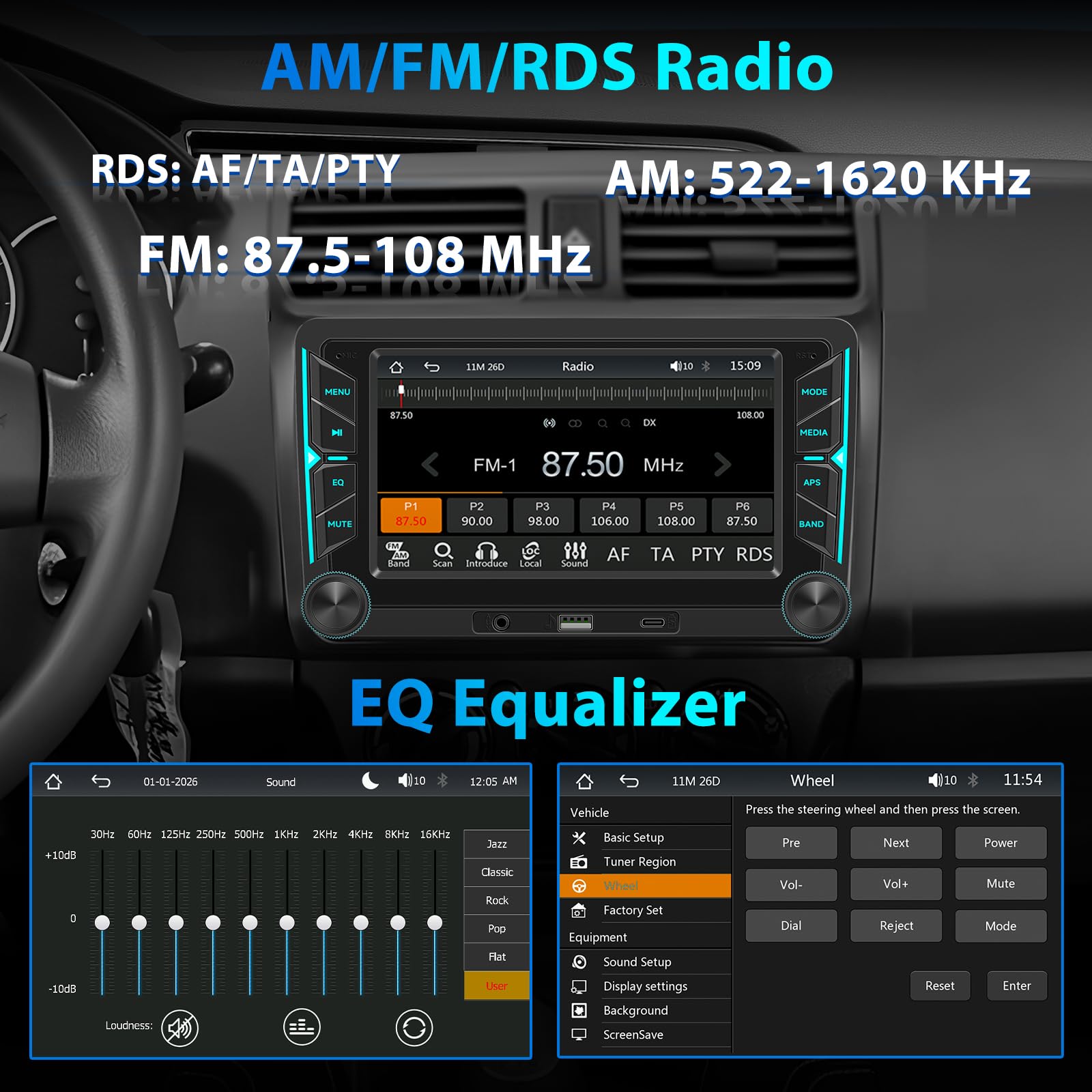 Radio de Coche para VW Golf 5 6 Passat Polo Tiguan Touran Caddy Skoda Seat 7 Pulgadas Pantalla Táctil Inalámbrico Carplay Radio con Android Auto Bluetooth Mirror Link FM Am RDS EQ USB Not Android