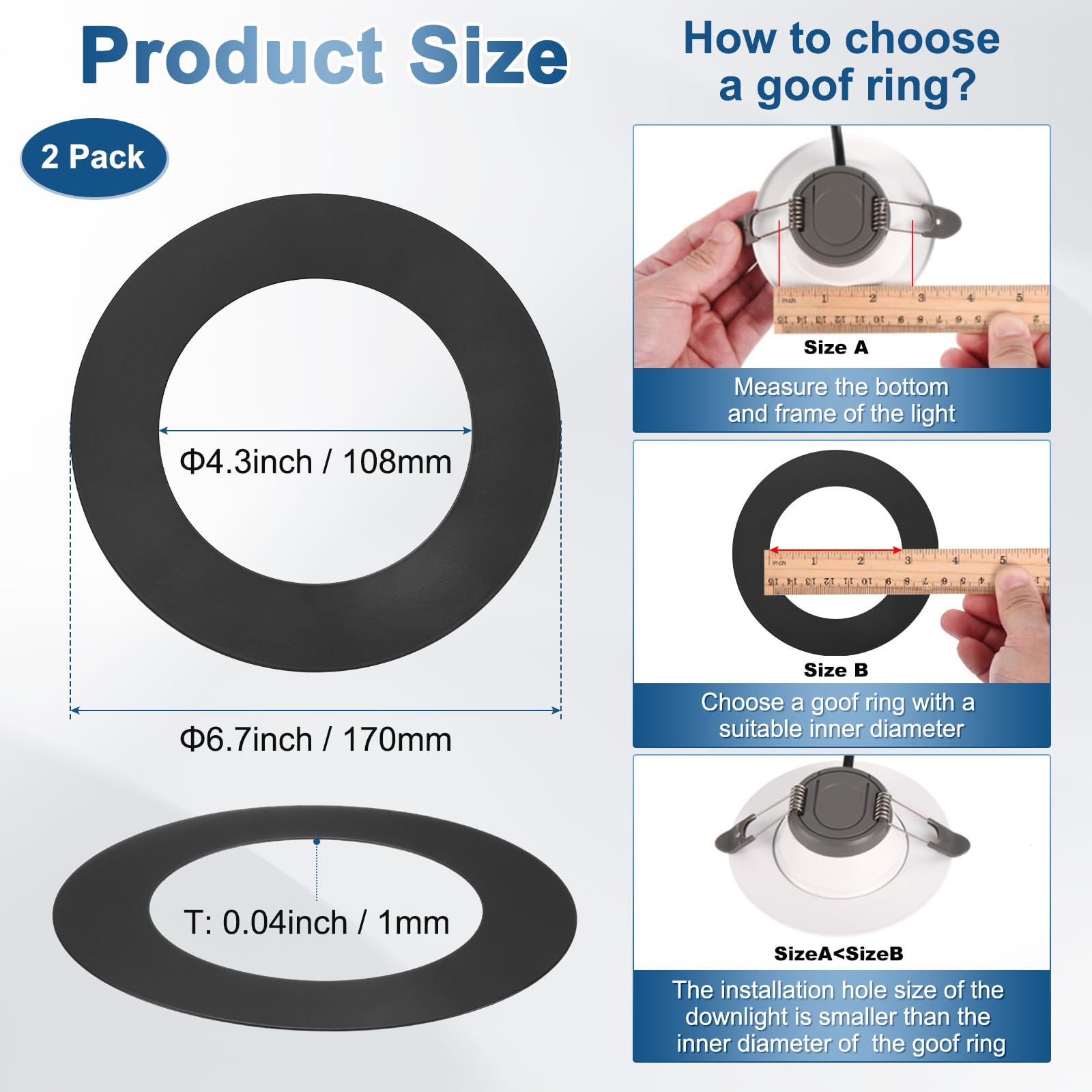 M METERXITY 2-Pack Goof Rings for 4 Inch Recessed Lights - Image 3