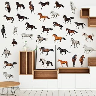 Colorful 3D Horse Wall Decal Running Horse Wall Art Decor Stickers for Kids Bedroom Living Room Office Nursery Furniture Decorations