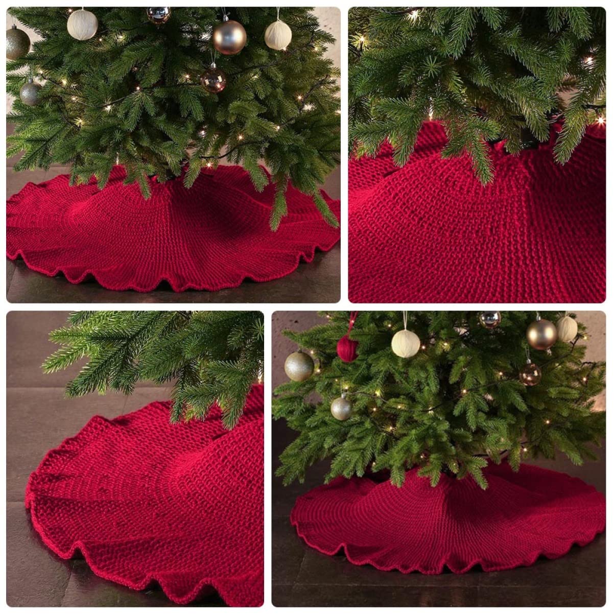 Cabilock 1pezzi Tappeto per Base Albero Sottopiedi per Albero di Natale Spesso e Morbido per Proteggere Pavimento e Moquette dagli Aghi