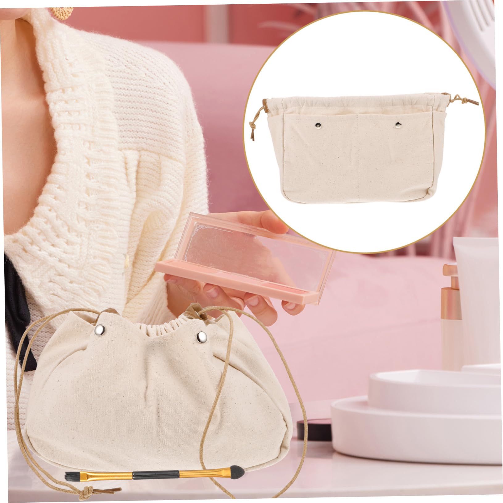 Beavorty 3stücke Tragbare Kosmetiktasche Mit Zugband Praktischer Toilettenorganizer Für Reisen Große Kapazität Stilvolles Design Geeignet Für Damen Und Herren