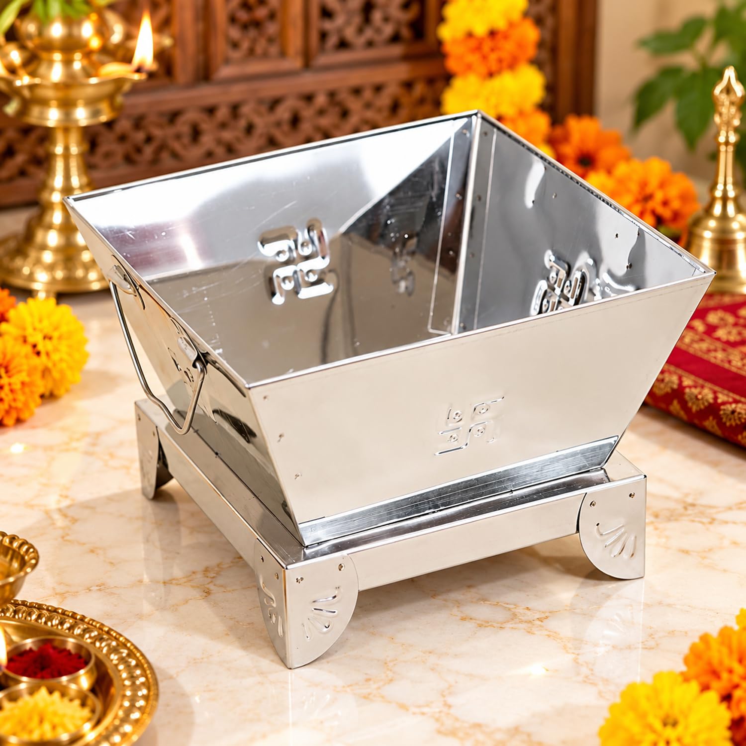 Stainless Steel Hawan Kund - Traditional Pooja Rituals -2 Stainless Steel Hawan Kund - Traditional Pooja Rituals -2