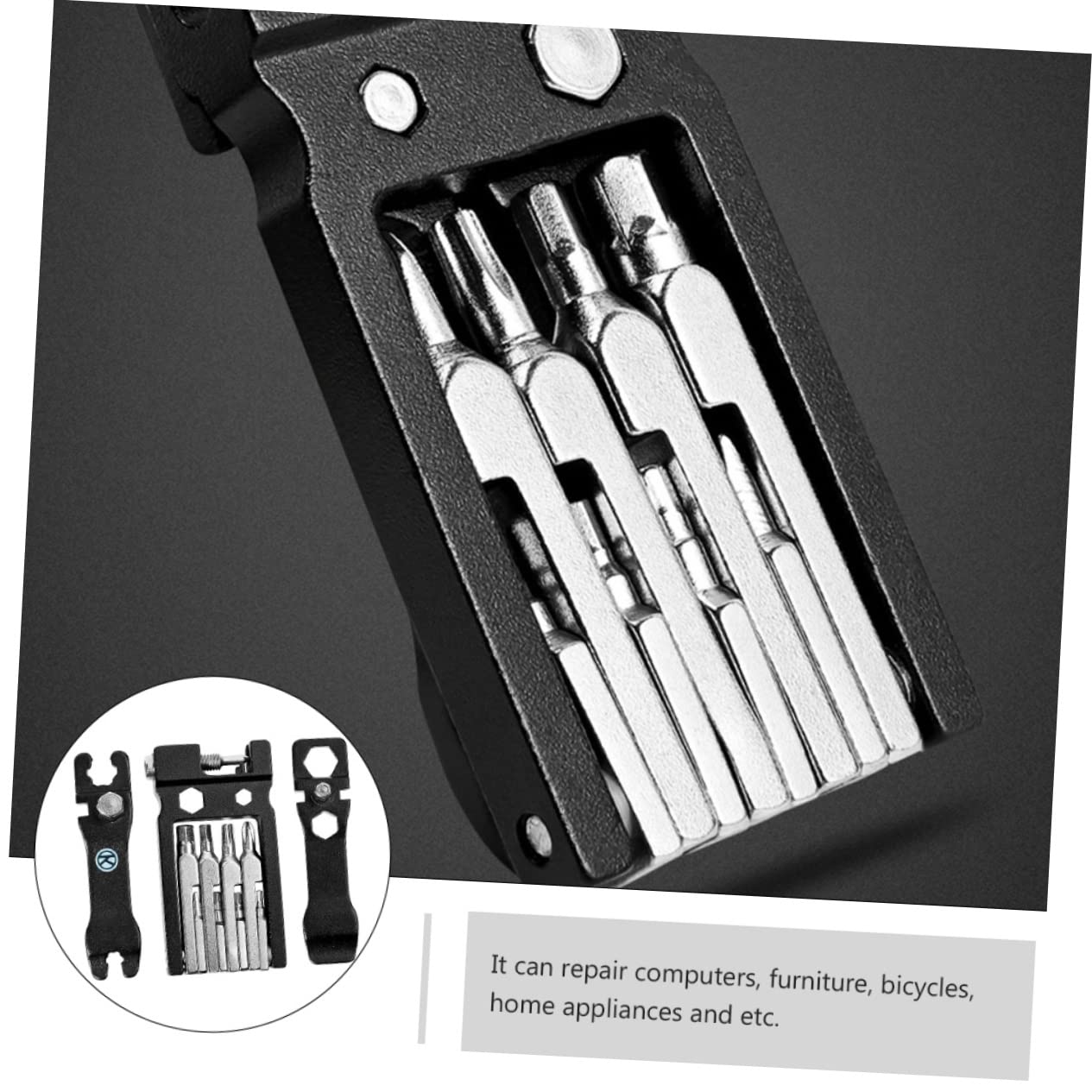 Gogogmee Portable Bike Repair Tool Kit Multi Socket Wrench Screwdriver for Efficient Bicycle Maintenance Design for Outdoor Sports Home Repairs