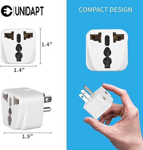 Miniatura 9 de Unidapt Adaptadores de enchufe de viaje de EE. UU. - Convertidor de pines de la UE a EE. UU., paquete de 3 adaptadores de enchufe estadounidense, de