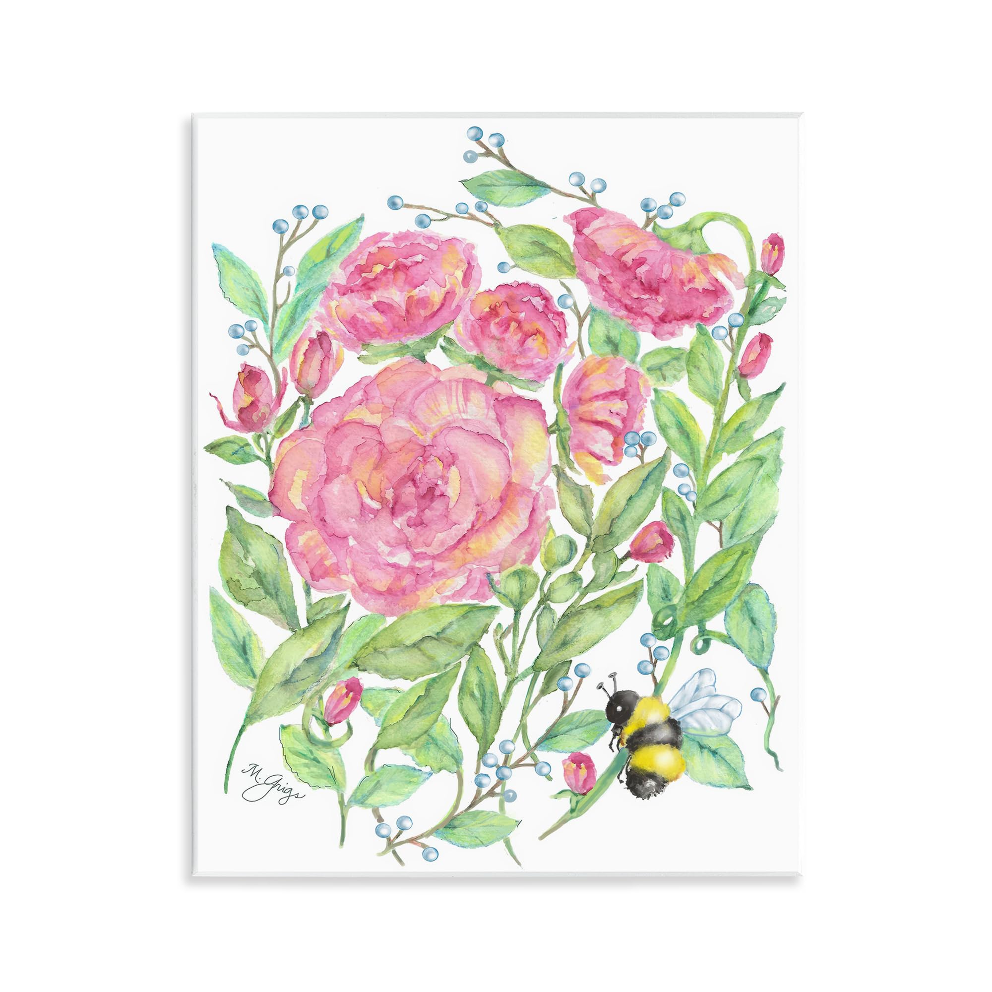 Stupell Industries Unframed 'Peony & Bumble Bee'| Wall Plaque Art
