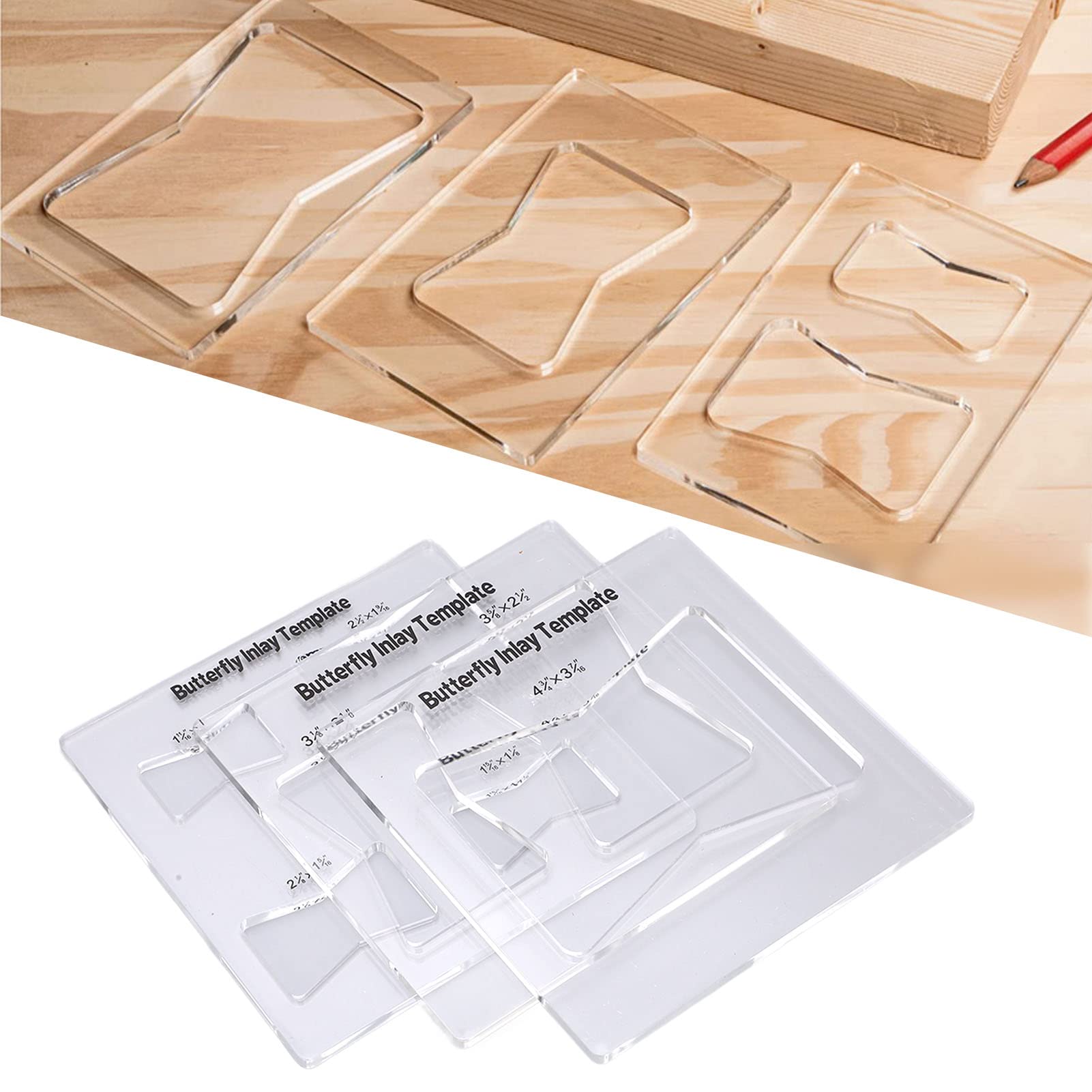 Kit 3 Modelli Intarsio A Farfalla In Acrilico - Per Riparazione Mobili In Legno, 7 Dimensioni - Foto 7