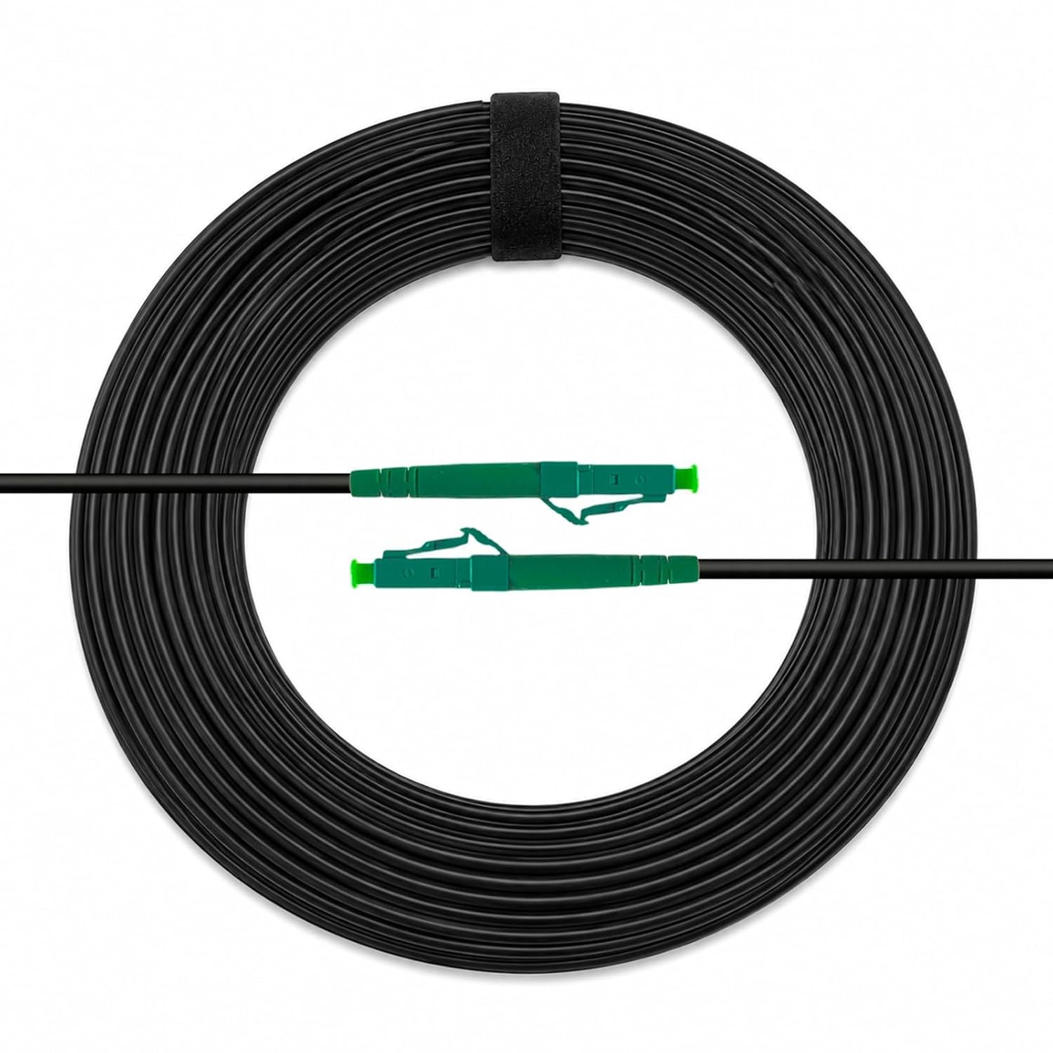 Câble Fibre Optique OS2 Monomode Simplex LC/APC vers LC/APC - 70m - 9/125 µm G.657.A2 - Blindé Acier - LSZH RoHS - Faible Perte - Noir