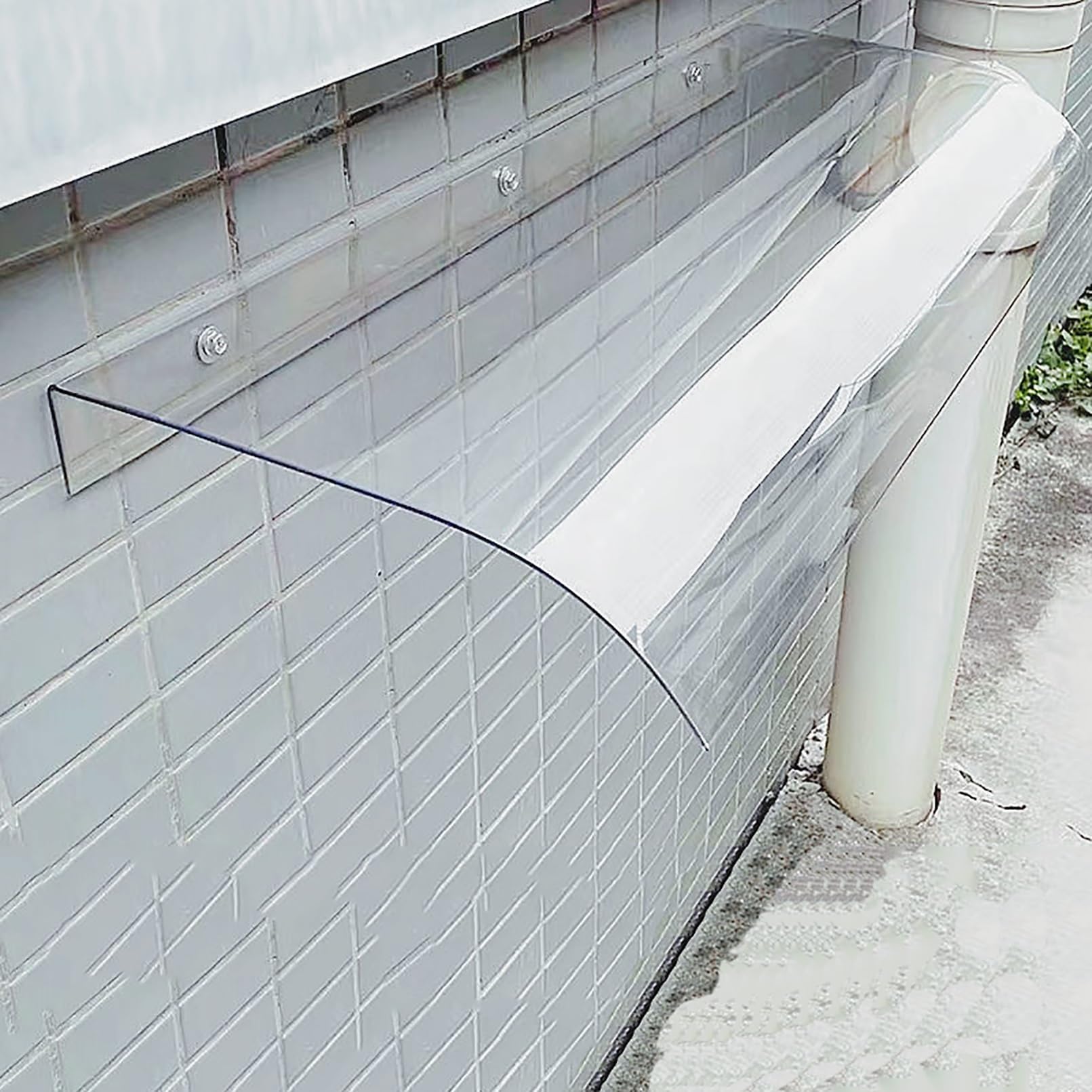 LWJSOCP Transparent Canopy for Door Window Arched Polycarbonate Awning Invisible Entrance Cover Weather Protection for Rain & Snow (40x80cm 15.7x31.5in)