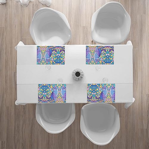 Miniatura 7 de Rectangular Placemats Set of 4, Heat Resistant Cat Printed Kitchen Dining Table Mats