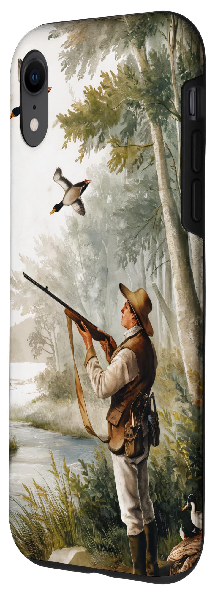 iPhone XR Duck Hunter Men Vintage painting Case - Image 2