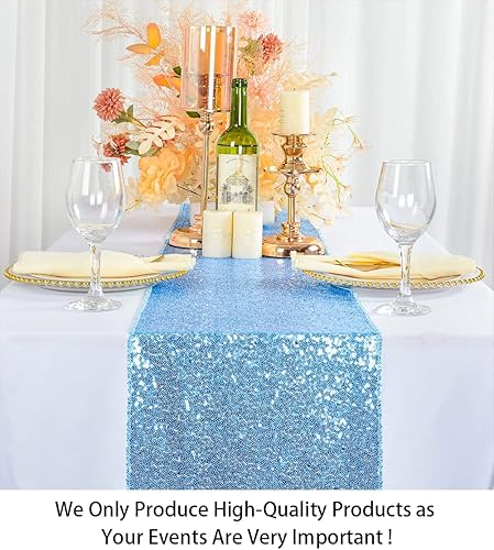 Vista 40 de Camino de mesa de lentejuelas doradas, 12 x 72 pulgadas, paquete de 15 caminos de mesa de boda con purpurina, camino de mesa dorado brillante