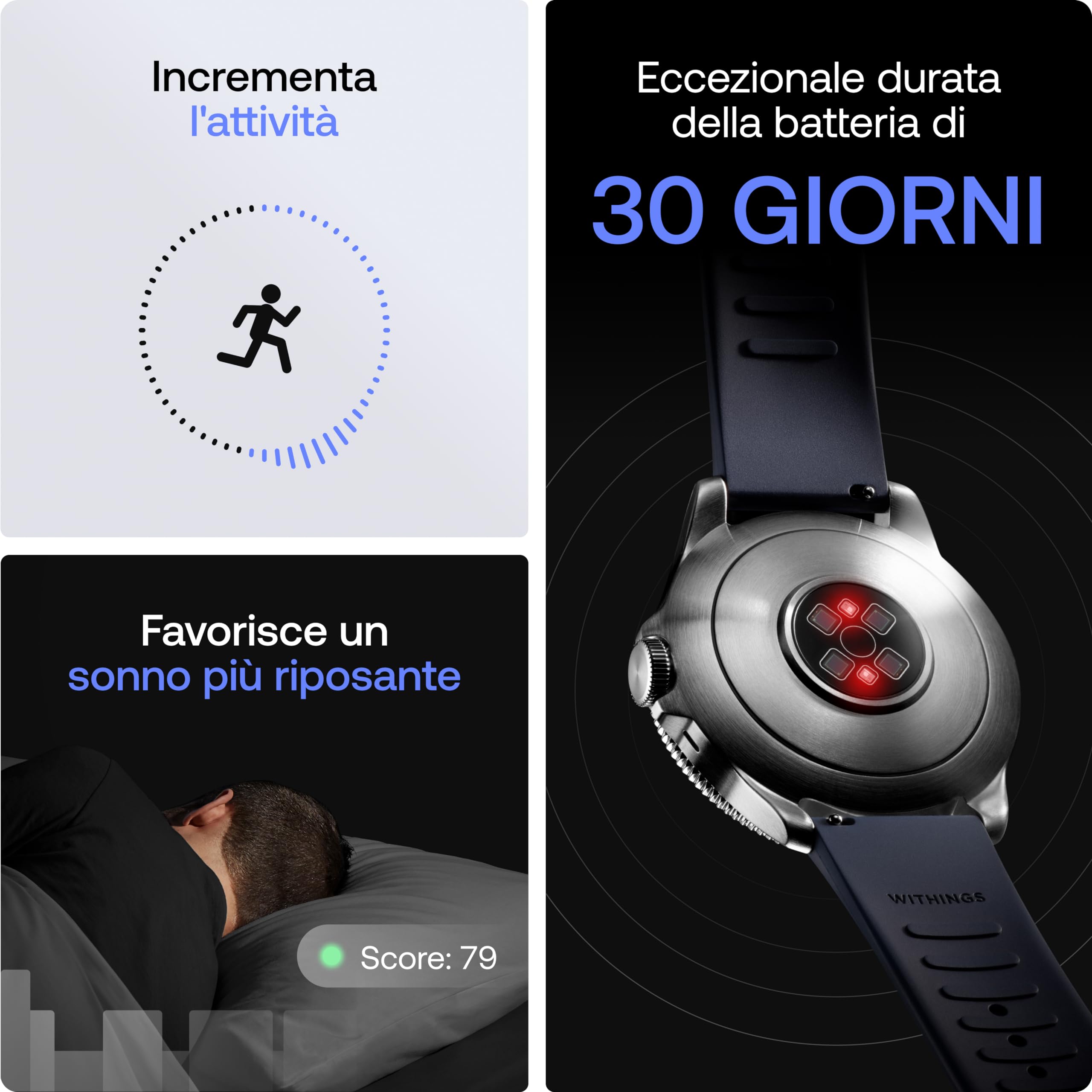 Withings ScanWatch Nova, Smartwatch per donna e uomo con ECG, SPO2, monitoraggio della temperatura, del sonno, della salute respiratoria, monitoraggio del ciclo mestruale, batteria 30 j | ECG con rilevamento FA, punteggio del sonno, 40+ attività rilevate,