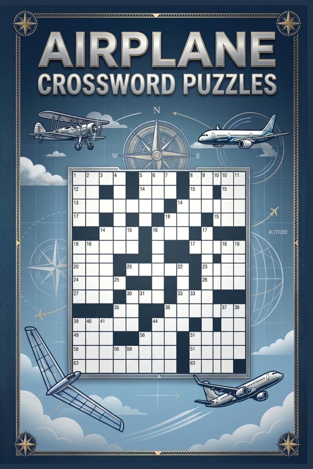 Airplane Crossword Puzzles: 60 Fun Aviation-Themed Crossword Puzzles for Adults — Large Print — With Solutions