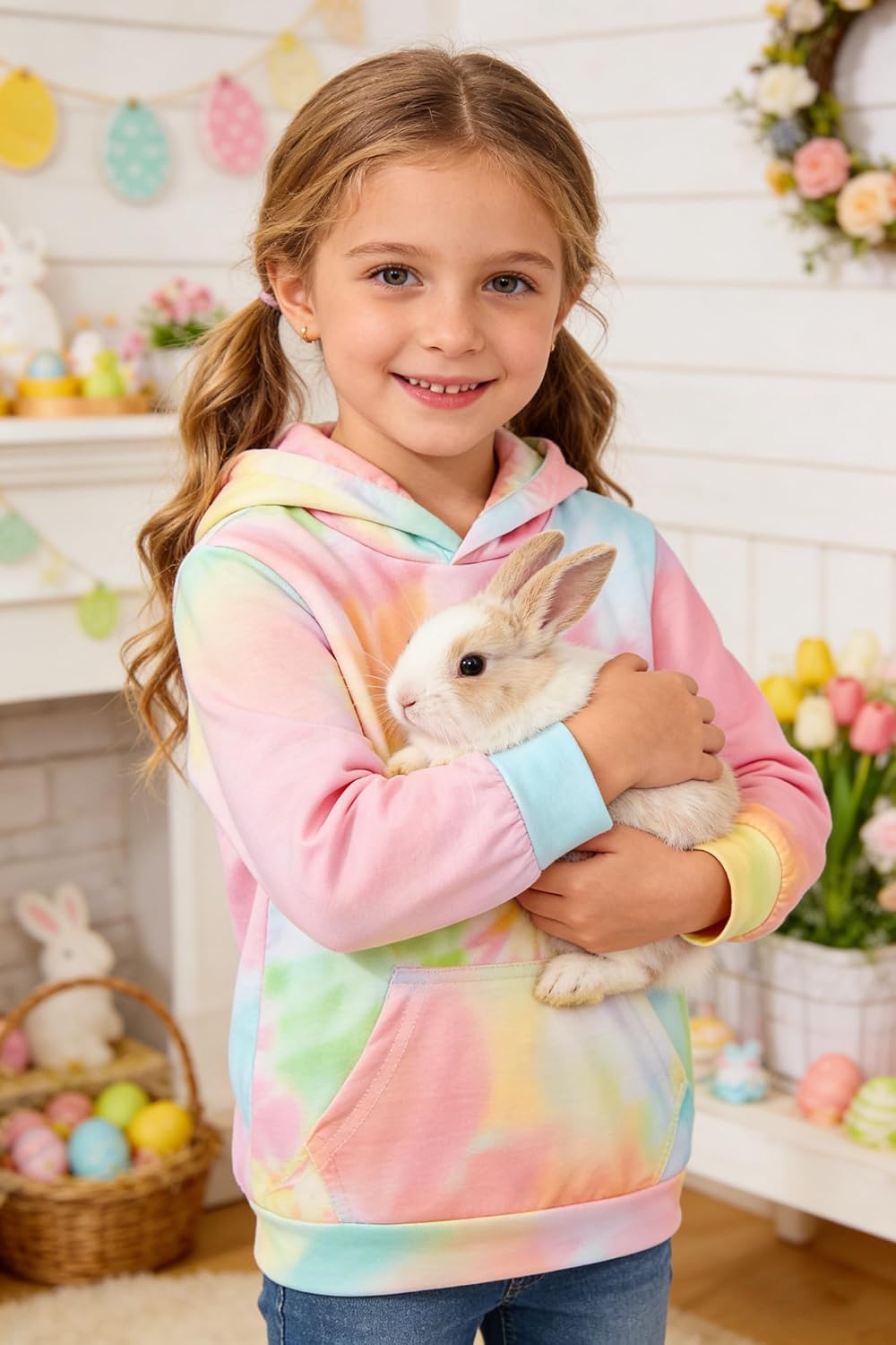 RETSUGO Girls Rainbow Stripes Unicorn Pullover Hoodie Long Sleeve Sweatshirt Tops with Kangaroo Pocket Winter Clothes 2-7T