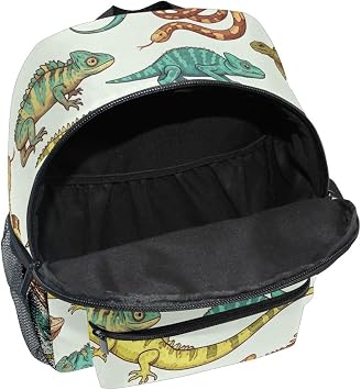 Colorful Reptiles Lizards Toddler Boy Backpack with Name Tag, Preschool Backpack for Girls, Colorful Reptiles Lizards, 6-8 Years, Cute Backpacks