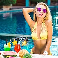 Vista 5 de 200 palitos de cóctel Swizzle, agitadores de café transparente de 7.3 pulgadas, palitos de plástico desechables para bebida, disco redondo, barra