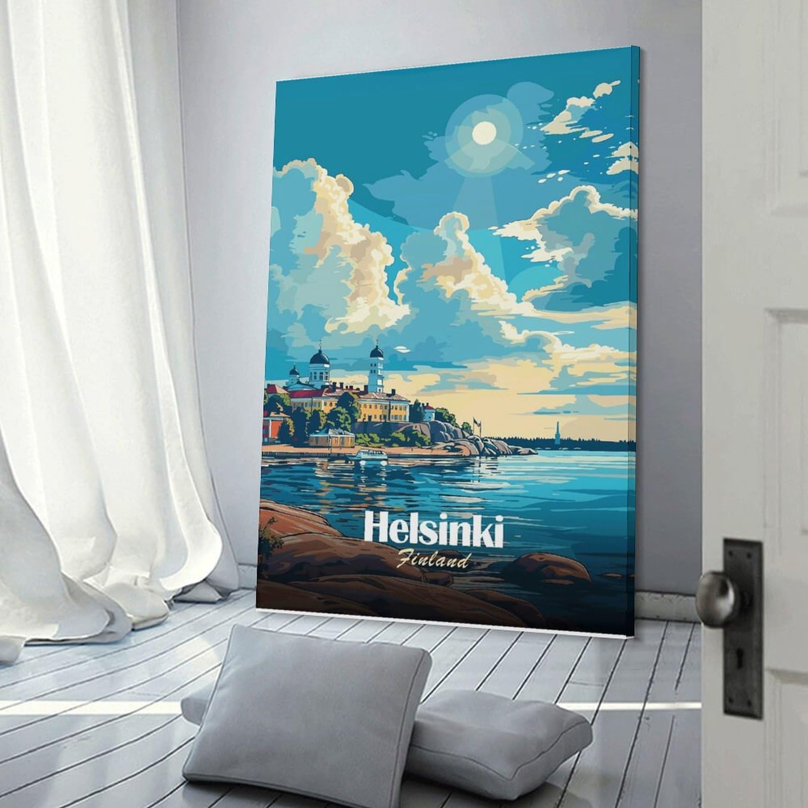 Junmoney Wall Art Print Helsinki Cityscape Poster, 20x30inch(50x75cm), for Contemporary Homes, Apartments Or Offices, An Easy Choice for New Home Styling