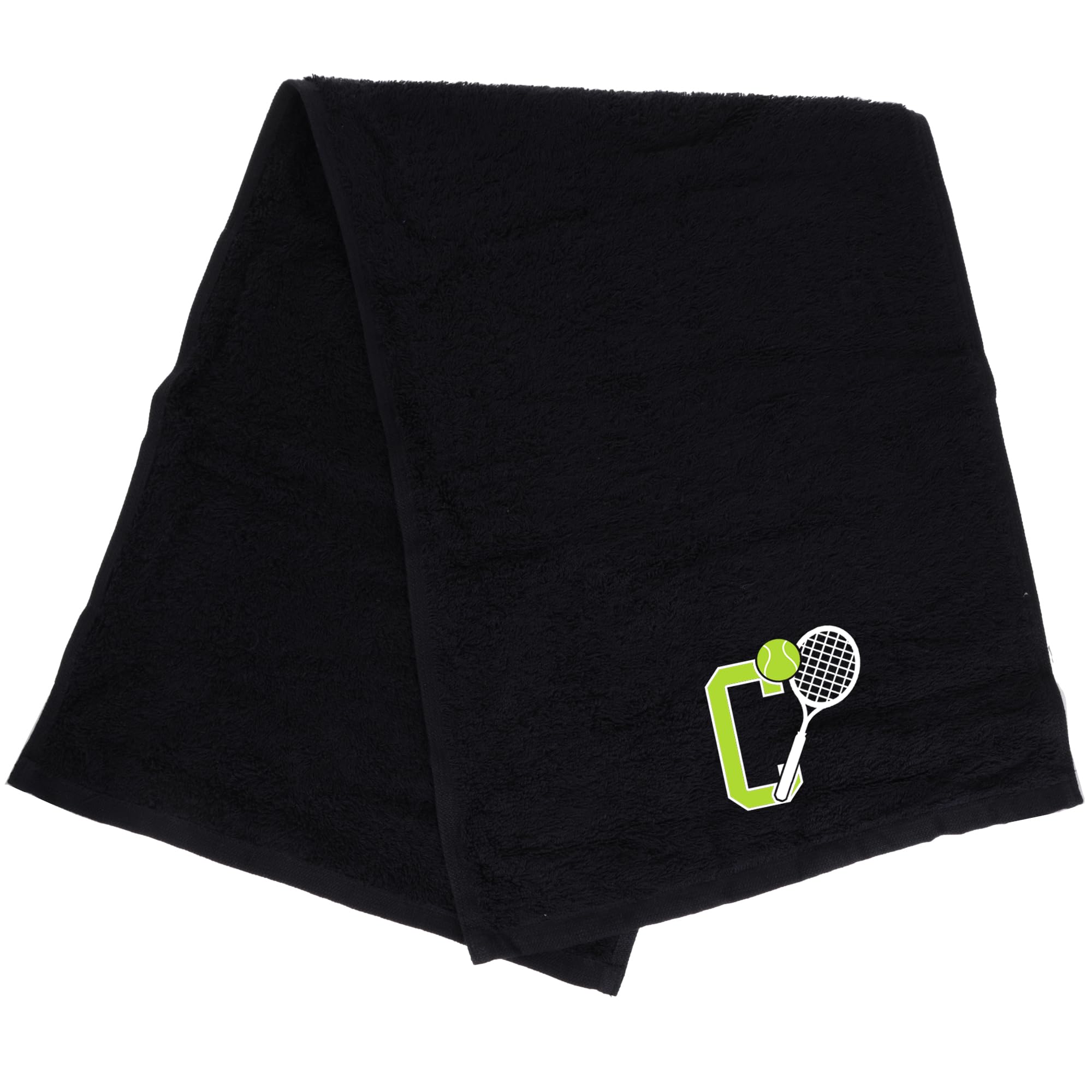 Always Looking Good Tennis Towel with Monogrammed Embroidery Initial Gift for Men & Women, Training Accessory Gift, Gym Towel Present for Tennis Players Birthday, Retirement, Christmas - Black, C