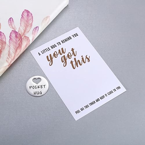 Miniatura 2 de MIXJOY You Got This Pocket Hug Token & Tarjeta de felicitación para amigos y familia, Think of You Missing You, regalo de positividad para él y
