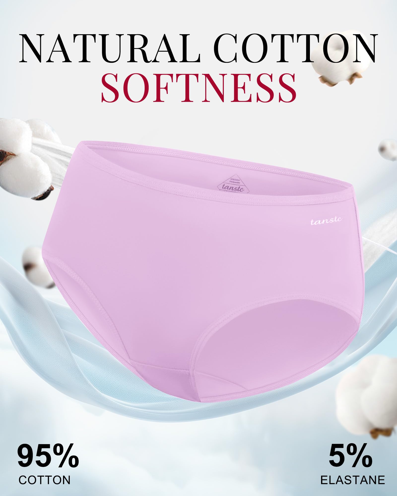 TANSTC Mutande Culotte Donna Cotone, Slip Donna in Cotone - Confezione da 6 Slip Hipster, Vita Bassa Ed Elasticizzati, Traspiranti
