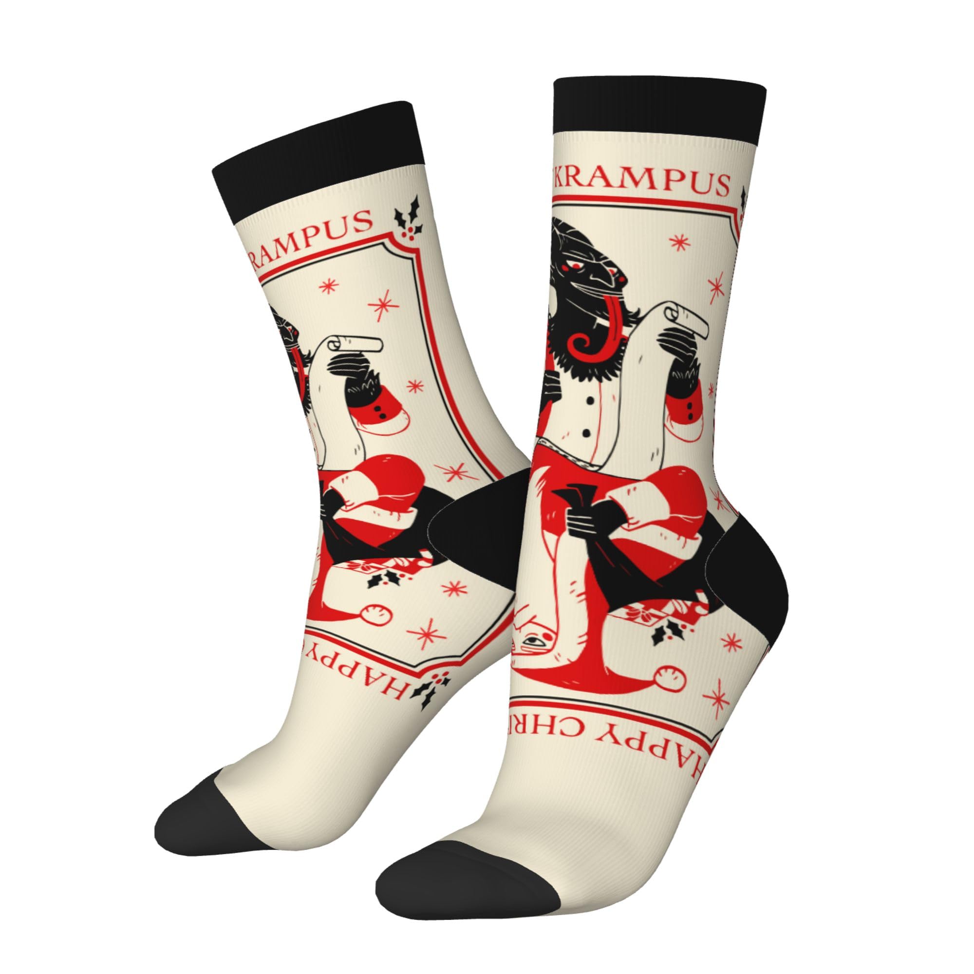 Oudrspo Funny Novelty Socks - Merry Krampus Unisex Funky Casual Dress Socks