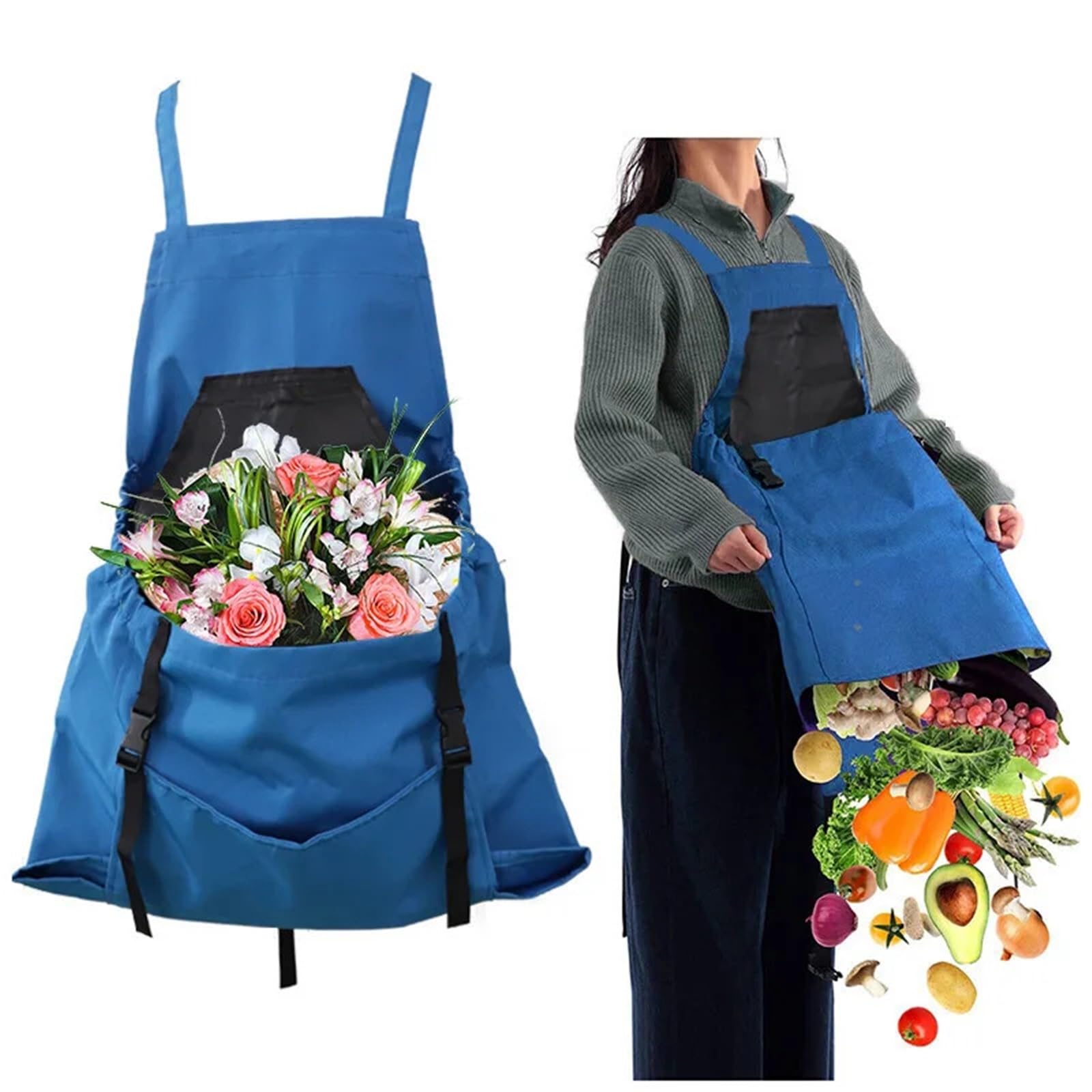 Grembiule da giardino 3 pezzi con tasche Tasca grande for raccolta esterna Per Giardino