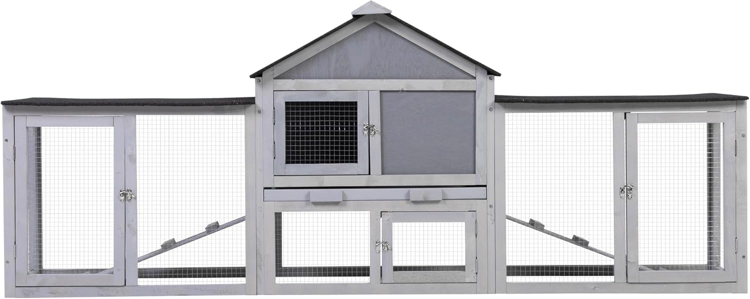 COZIWOW 2 Story 83”Wood Assembled Rabbit Hutch Indoor