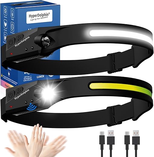 GearLight 2Pack LED Headlamp - Outdoor Camping Head Lamps with Adjustable Headband - Lightweight Battery Powered Bright Flashlight Headlight with 7 Modes and Pivotable Head and Red Light