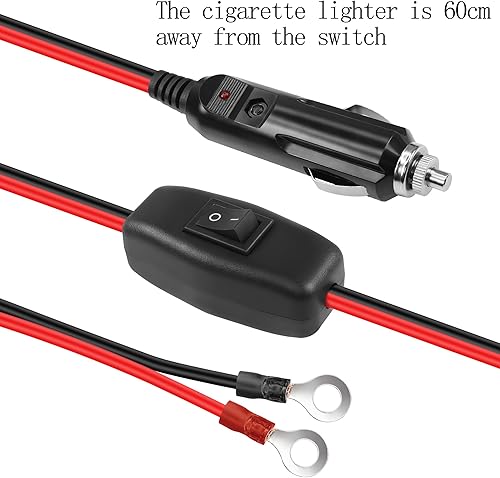 Miniatura 4 de GELRHONR Encendedor de cigarrillos macho a terminal de anillo O con cable adaptador de interruptor de encendido y apagado, cable de extensión de
