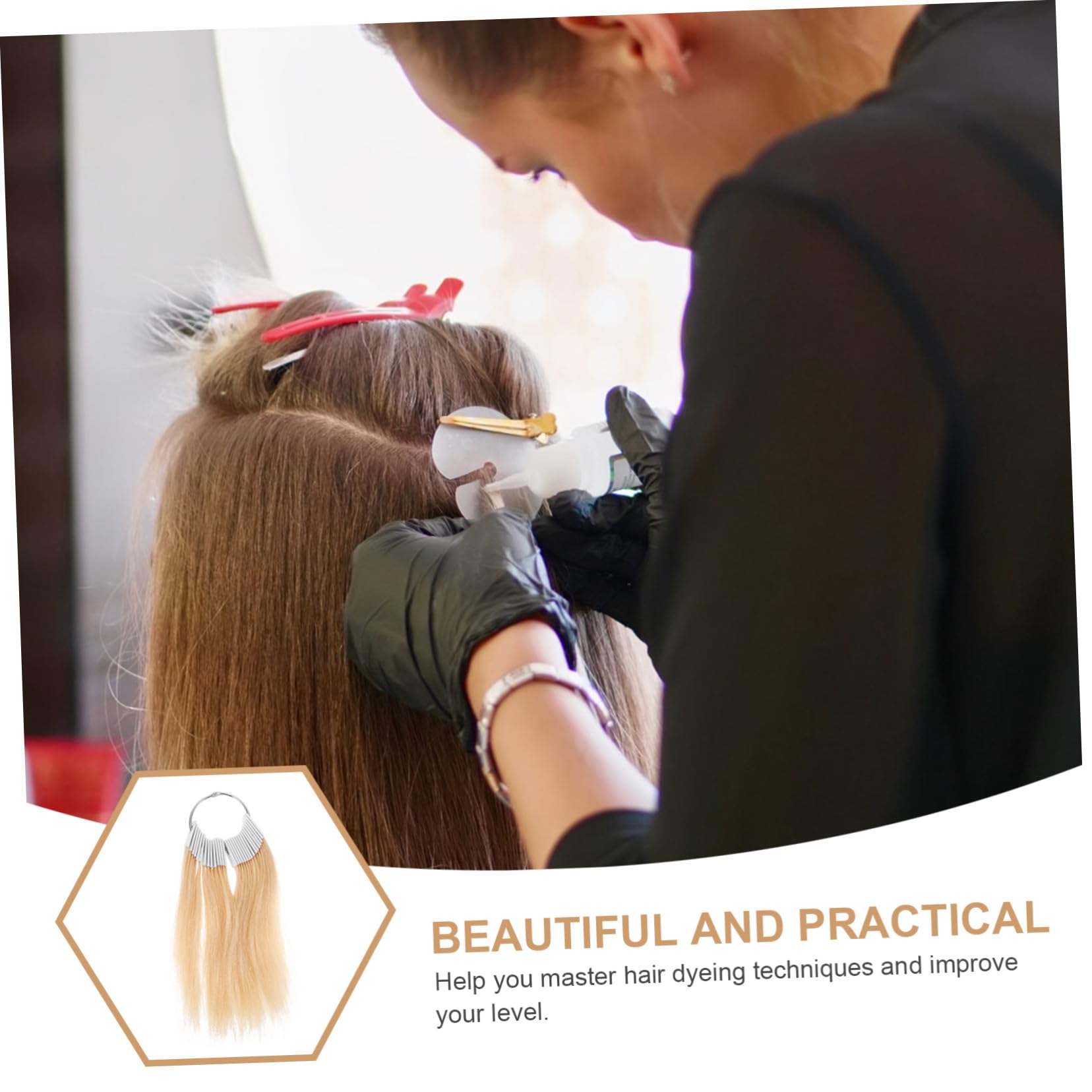 Gatuida Kit de Test de Coloration Cheveux et Fil Haute Température 30 Pièces avec Mèches Jaunes en Plastique pour Formation Coiffure Salon Professionnel