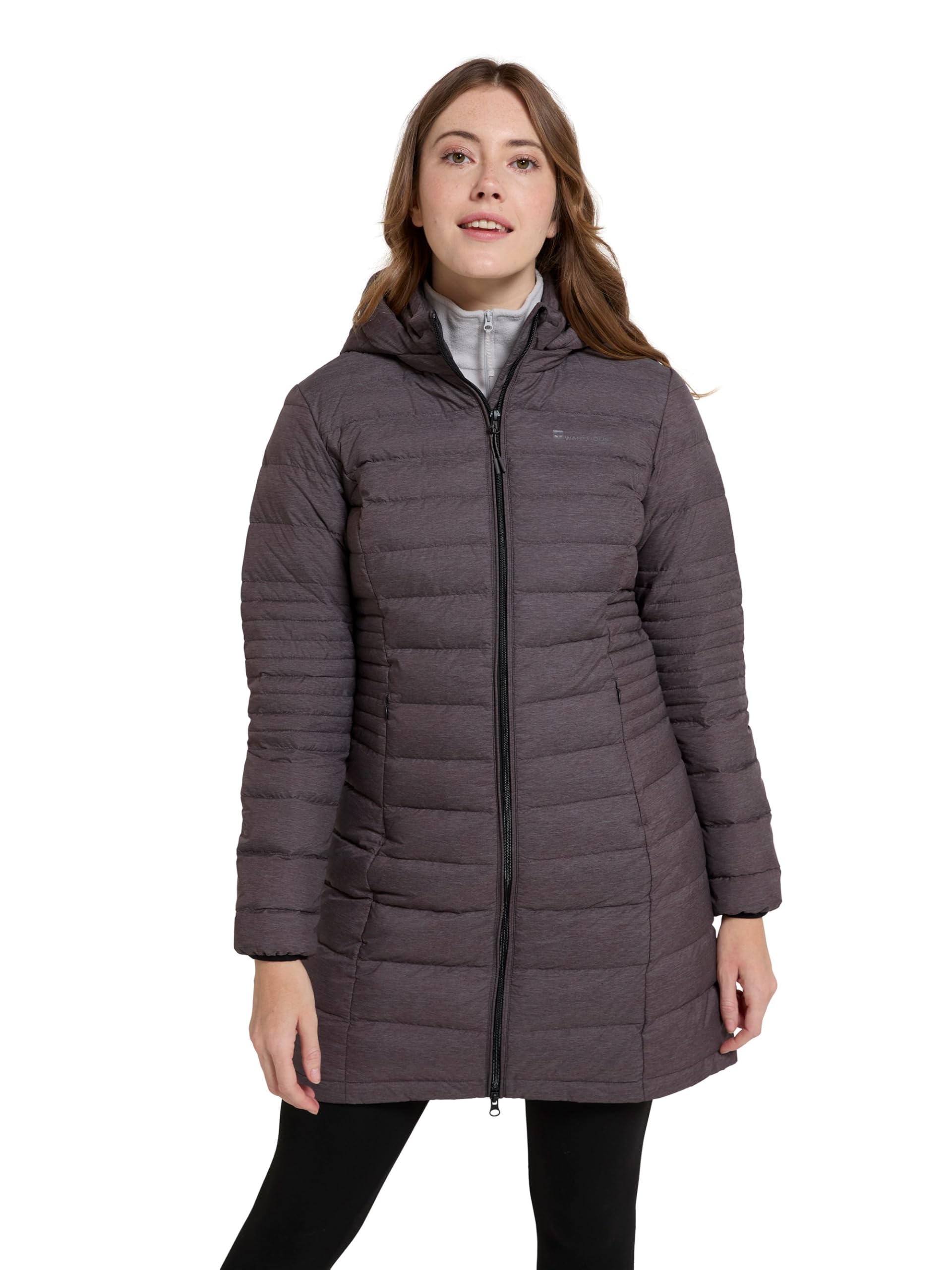 Mountain Warehouse Women's Long Down Padded Jacket Lightweight Winter Coat in Dark Grey | Size: 8
