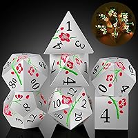 Vista 31 de Dados DND de metal mate rojo, DNDND 7 piezas de dados metálicos pesados D&D con hermoso estuche de regalo para juego de mesa Dungeons and Dragon