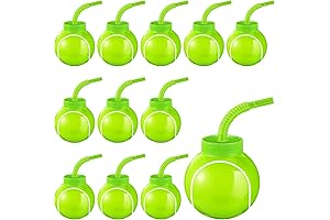 Tennis Party Bags: 12oz Plastic Tennis Cups with Straws for Kids