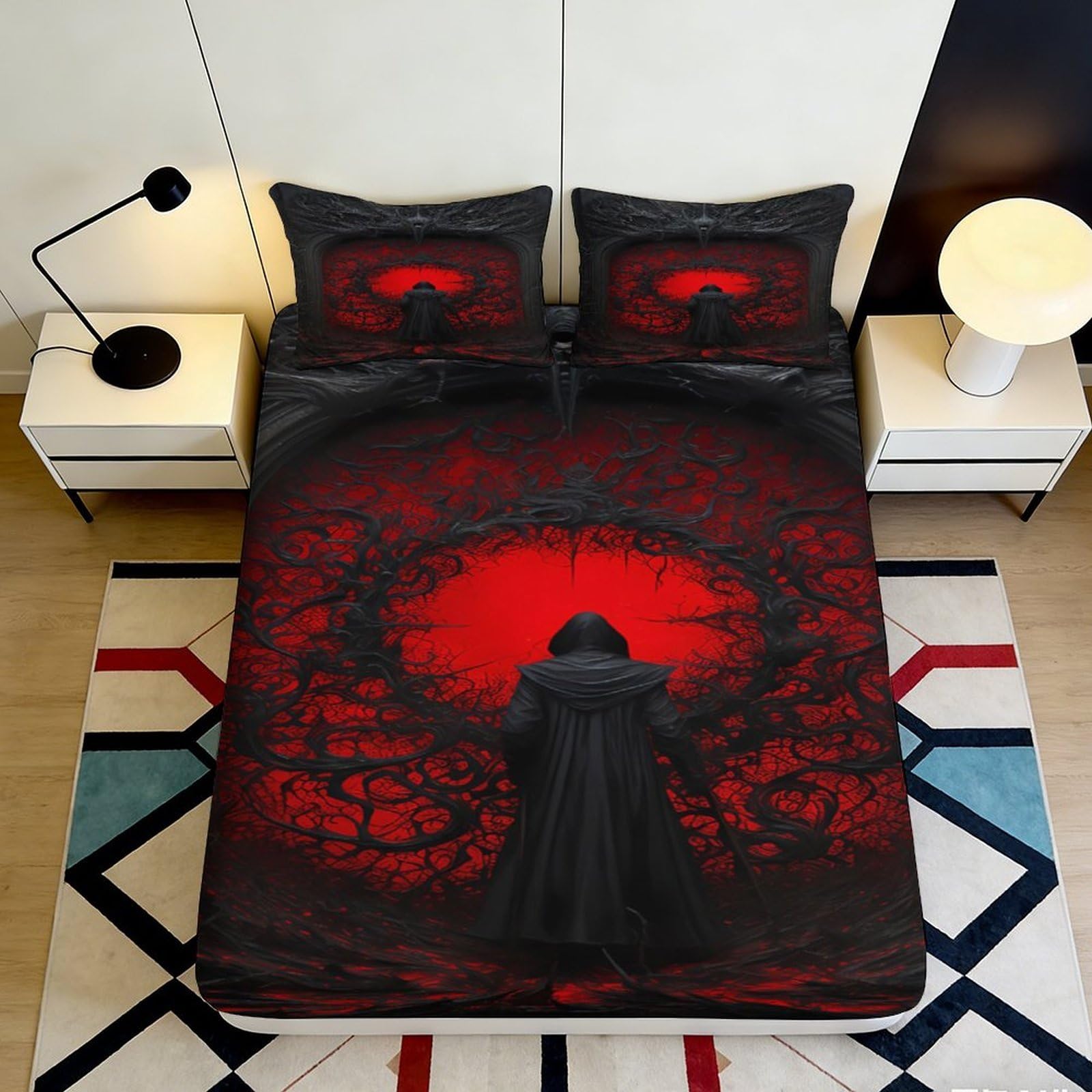 3D Printed Husky Pattern Fitted Sheet Microfiber Deep Pocket Non-Slip Bedroom Bedding Husky Mattress Fitted Cover Washable for Adults Teens 160x200x25cm